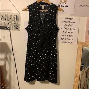 Black dress with white polka dots